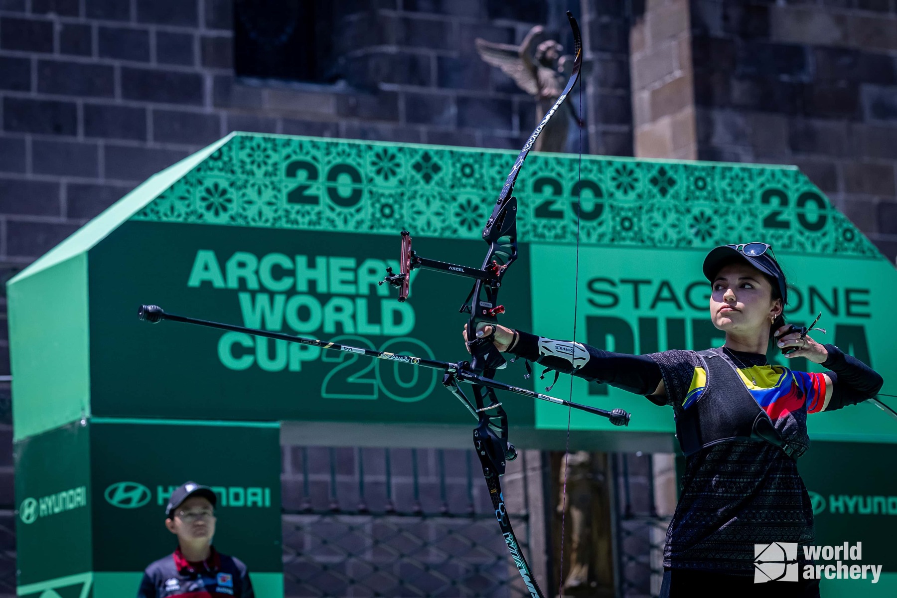 2026赛季比赛现场中的品牌图形。图片来源:Arecibo;场馆摄影署名为ALBERGA/WORLD ARCHERY。